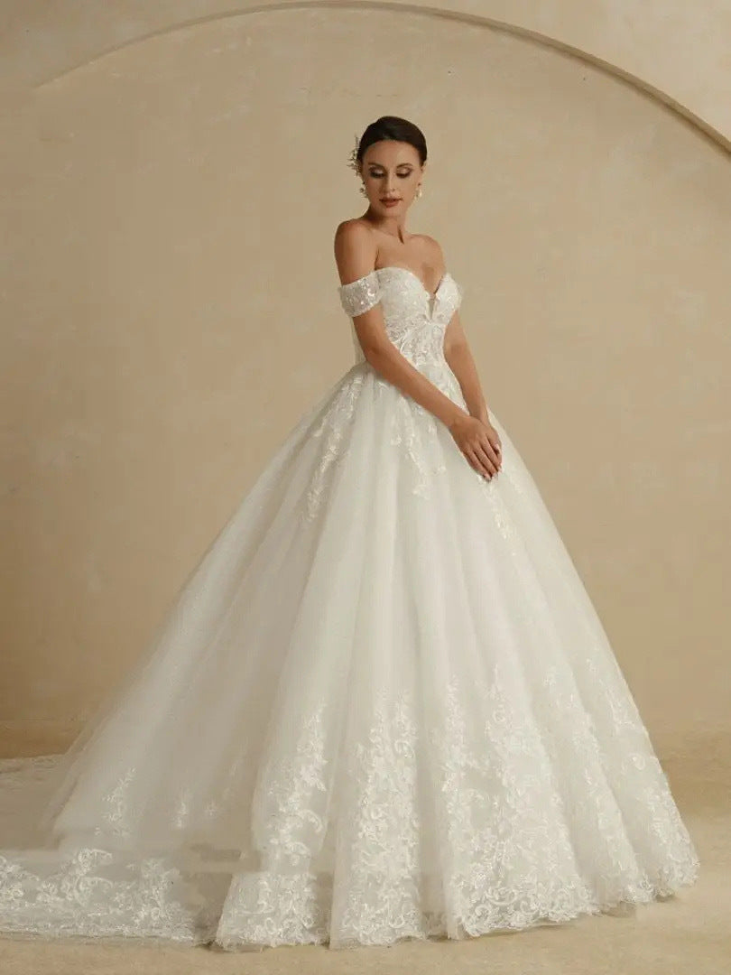 Off-Shoulder Ball Gown Wedding Dress | Chic Wedding Dress UK