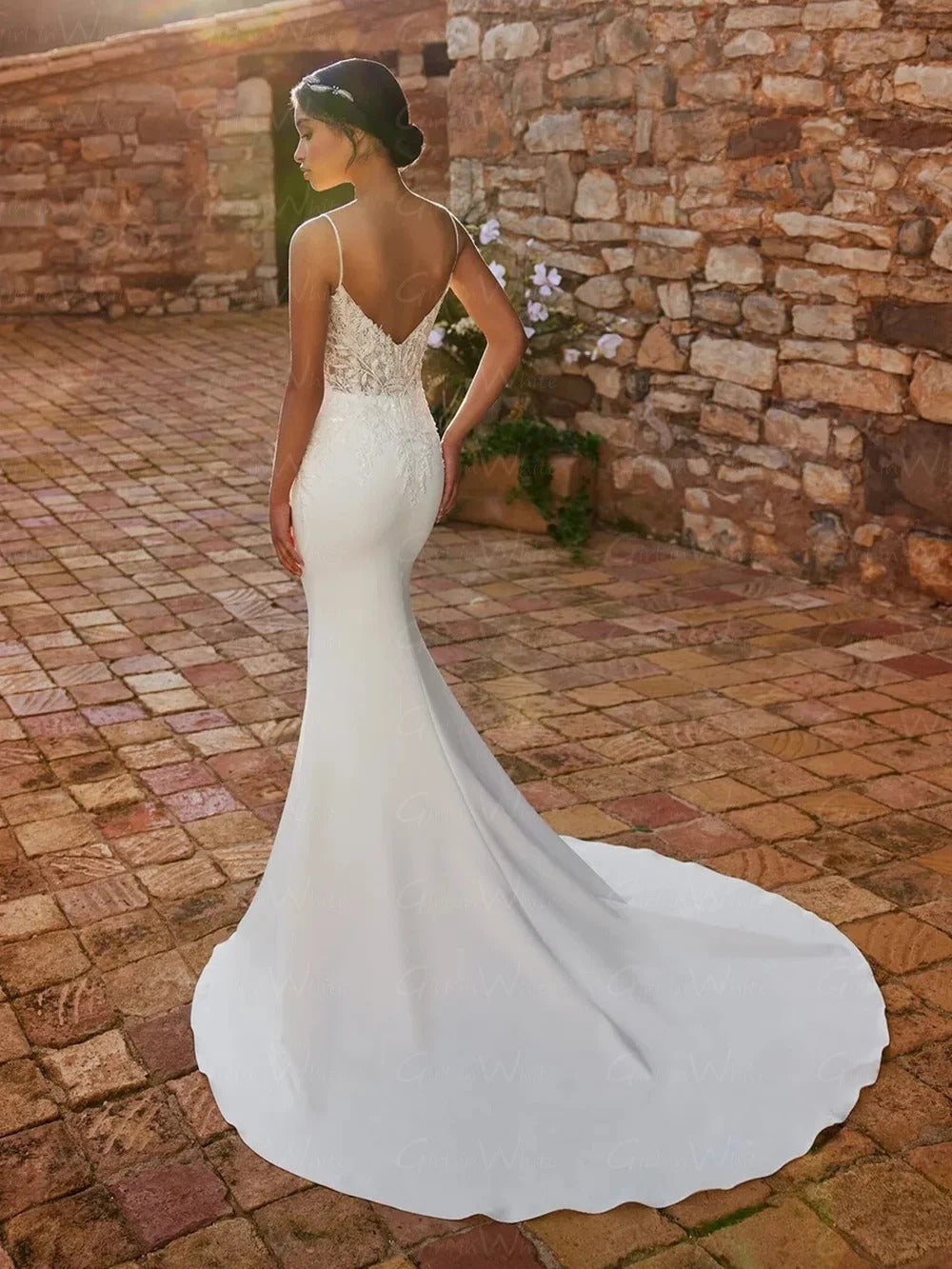 Wedding Dress |Fishtail Bridal Spaghetti Strap Wedding Dress