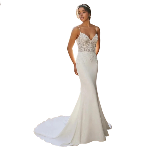 Wedding Dress |Fishtail Bridal Spaghetti Strap Wedding Dress
